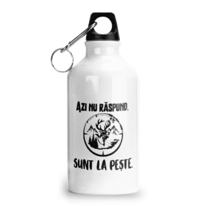Bidon sport din aluminiu cu carabină „Azi nu răspund. Sunt la pește”