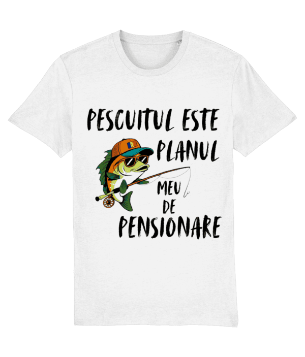 Tricou personalizat iesire la pensie cadou pentru viitori proaspeti pensionari iubitori de pescuit pescari amatori si profesionisti Pescuitul este planul meu de pensionare
