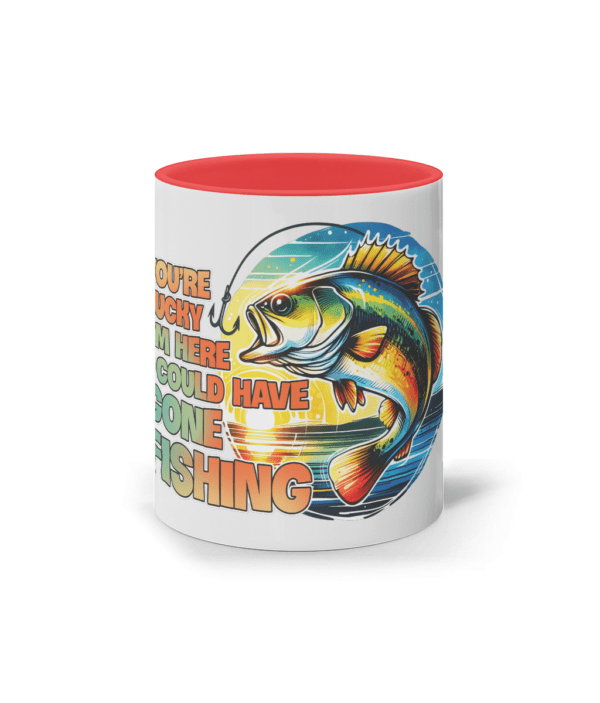 Cană ceramică colorată „You are lucky I am here, I could have gone fishing” - imagine 6