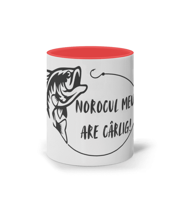 Cană ceramică colorată „Norocul meu are cârlig” - imagine 3