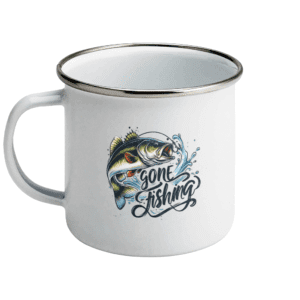 Cană emailată „Gone fishing”
