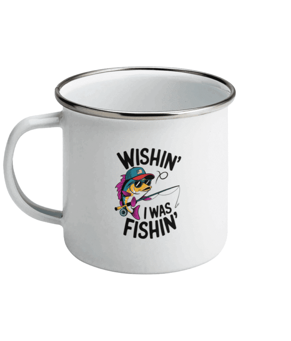 Cana emailata cadou personalizat pentru iubitorii de pescuit pescari amatori si profesionist Wishin I was fishin