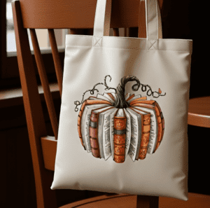 Sacosa din bumbac pentru iubitorii de citit tematica toamna