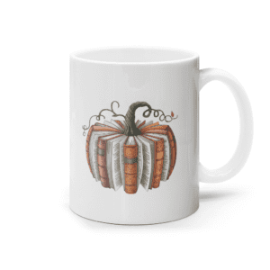 Cană ceramică albă „Lectură de toamnă”