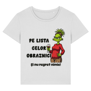 Tricou damă „Pe lista celor obraznici. Și nu regret nimic!” – Spirit de Crăciun cu atitudine